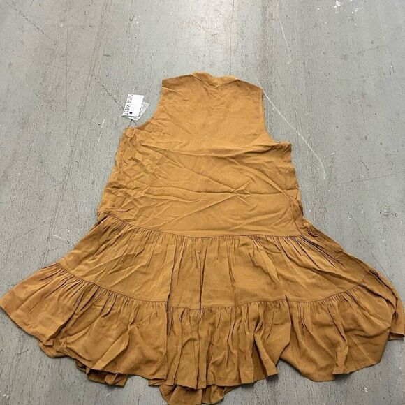 Nine West Size XS Rust Button-Front Tiered Drop Waist Dress - Picture 2 of 5
